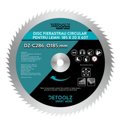 Disc fierastrau circular pentru lemn 185x20x60T - Discuri/Burghie si Panze LEMN - Simple Tools