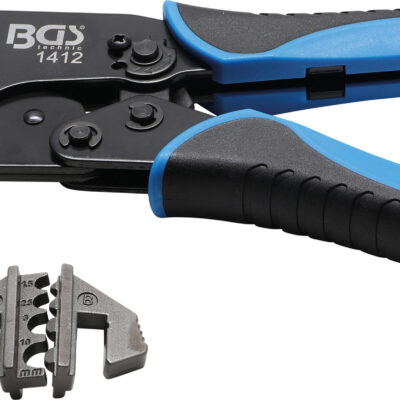 BGS 1412  Cleste de sertizat papuci si conectori  cu 2 perechi de bacuri pentru cabluri electrice, terminale izolate 0.5-6.0mm (rosu-albastru-galben), terminale neizolate 1.5-10mm - Clesti speciali si cabluri pornire - Simple Tools