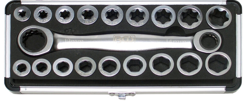 BGS 1555 Set cheie cu clicket, utilizare reversibila - Chei combinate/fixe si inelare - Simple Tools