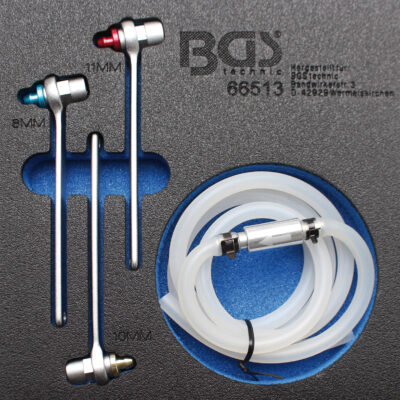 BGS 66513 Set chei pentru aerisire sistem de frana si ambreiaj hidraulic cu furtun si valva de sens - Sistem franare - Simple Tools