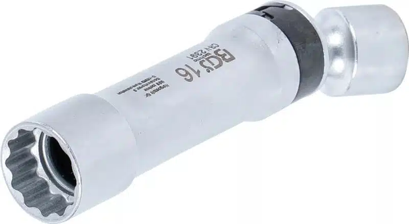 Cheie tubulara de bujii 16mm articulata in 12 colturi cu arc interior pentru fixarea bujiei