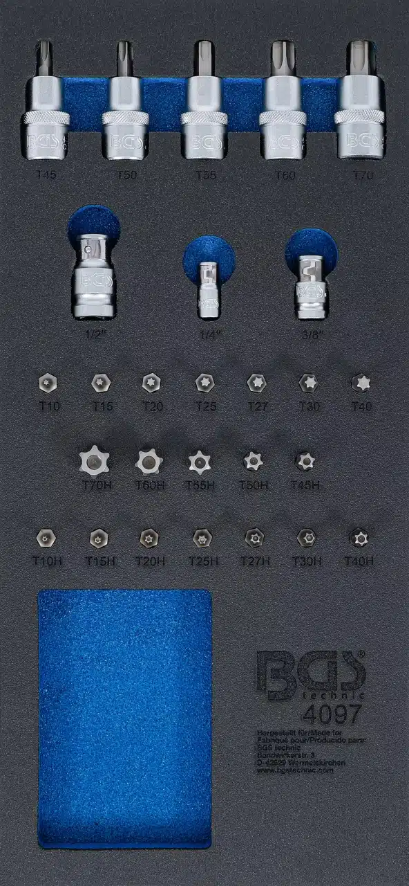 Set biti torx si adaptoare pentru biti + biti torx cu tubulara act. 1/2 Set biti torx si adaptoare pentru biti + biti torx cu tubulara act. 1/2