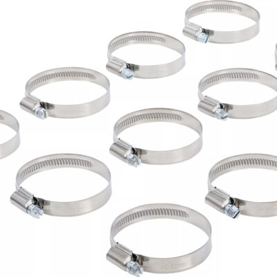Set coliere din inox pentru furtun cu diametre intre 40 - 60 mm, 10 piese, BGS 8095-40x60