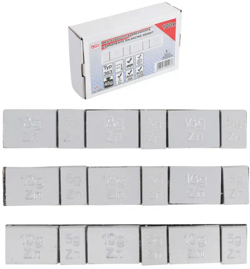 Set contragreutati pentru roti din Aluminiu | type 363 | 100 x 45gr. | 100 piese