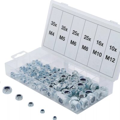 Set de piuliţe hexagonale cu autoblocare, 146 piese, BGS 8135