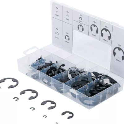Set inele de siguranţa Tip E, dimensiuni 1,5 - 22 mm, 300 piese, BGS 8039