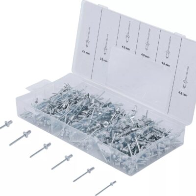 Set pop-nituri aluminiu/otel, marimi: 2,4 - 3,2 - 4 - 4,8 mm, 400 buc, BGS 8058