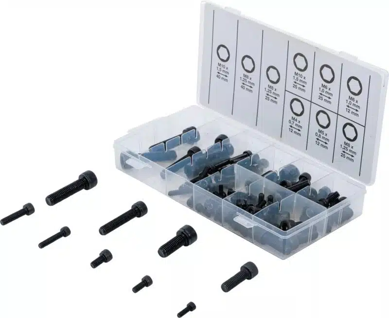 Set şuruburi cu cap cilindric M4 - M10 cu lacas pentru cheie tip Inbus