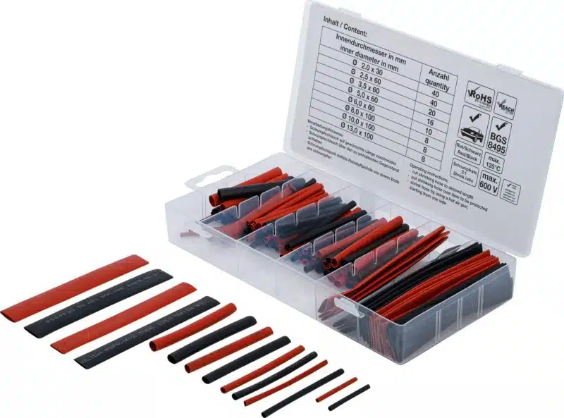 Set varnis termoretractant cu diametre diferite | Rosu / Negru | 150 piese Set varnis termoretractant cu diametre diferite | Rosu / Negru | 150 piese