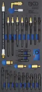 Suport organizator pentru carucior 1/3: Set de adaptoare pentru tester compresie si pierdere presiune Suport organizator pentru carucior 1/3: Set de adaptoare pentru tester compresie si pierdere presiune