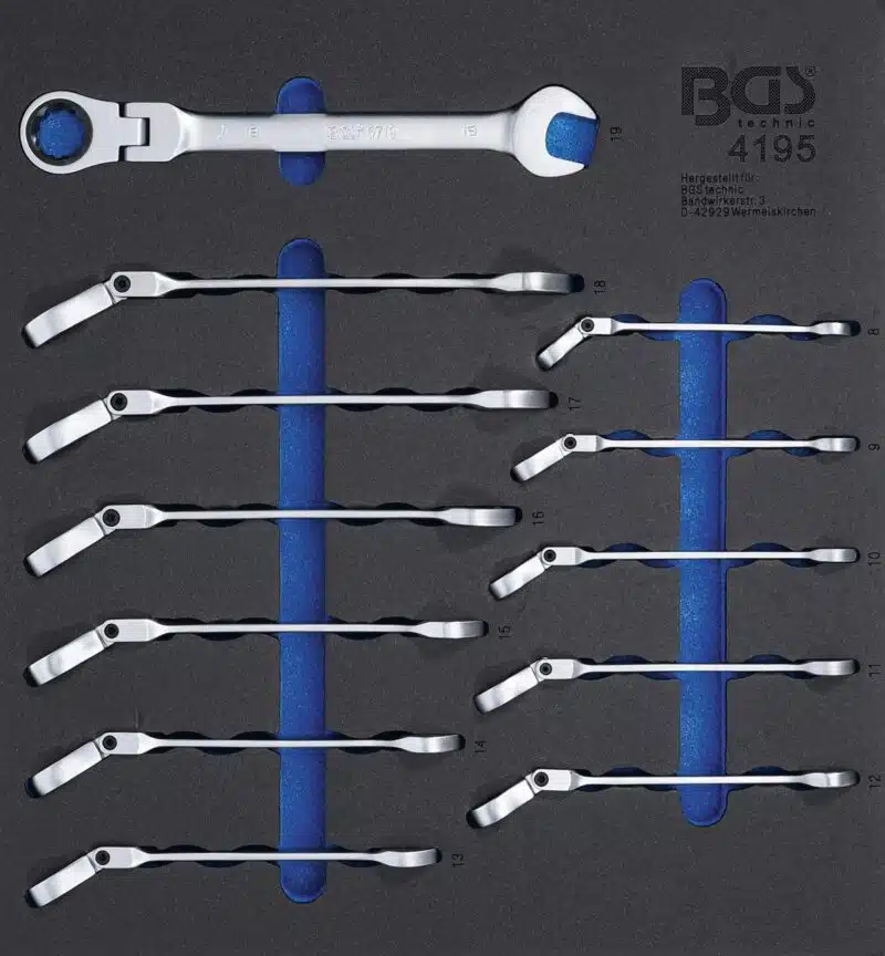 Suport organizator pentru carucior 2/3: Chei fixe inelare cu clichet articulate 8 - 19 mm