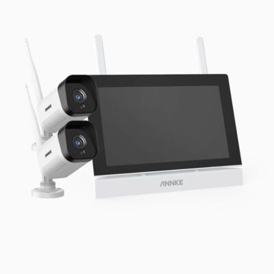 Sistem performant de supraveghere video ANNKE N44WET+I71GK*2, NVR cu ccran tactil 7 inch, 2 camere interior/exterior 3MP, Full HD, vedere nocturna IR, audio, rezistent la intemperii