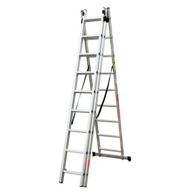 Scara combinata din aluminiu 3X9 trepte MESTERINO TOOLS MTJL207-3X9, 5.93 metri, greutate maxima 150 kg