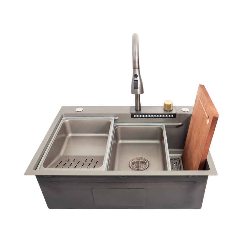 Chiuveta de bucatarie multifunctionala handmade din inox Sandonna HD6850 cu baterie