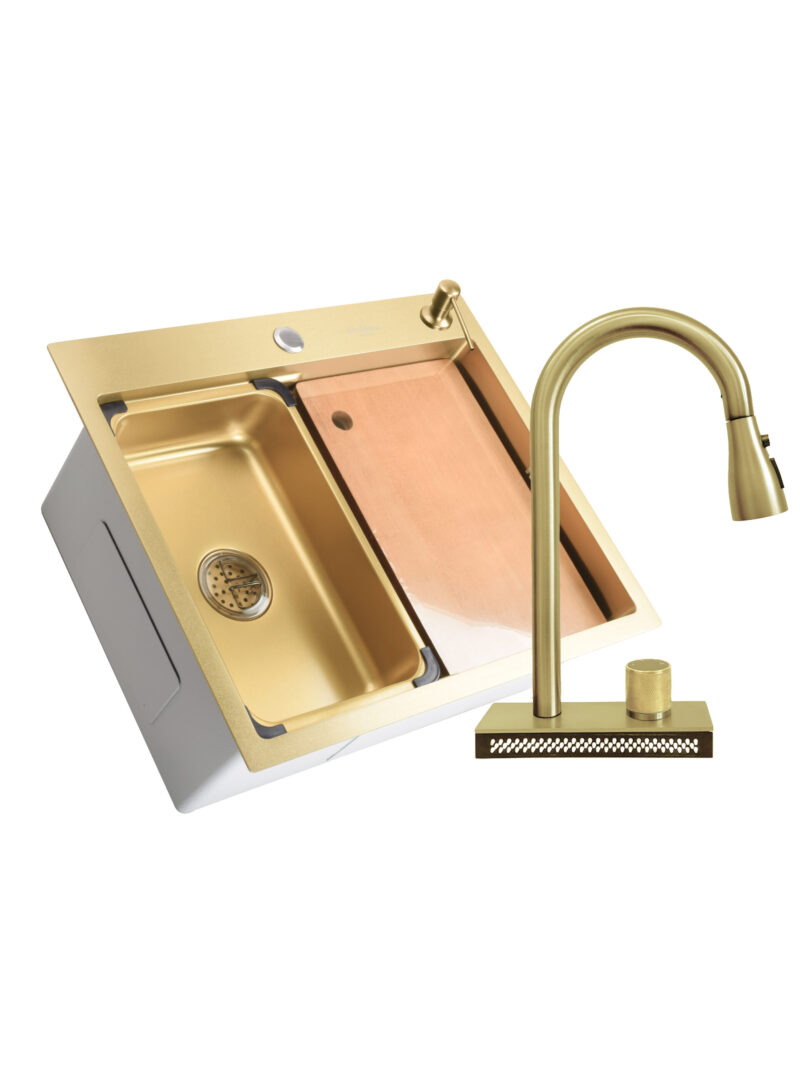 SET Chiuveta SanDonna HD6050 din inox handmade cu dozator de sapun