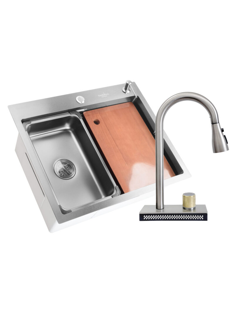 SET Chiuveta SanDonna HD6050 din inox handmade cu dozator de sapun