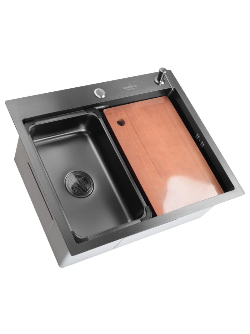 Chiuveta de bucatarie din inox SanDonna HD6050 cu tavita de scurgere detasabila