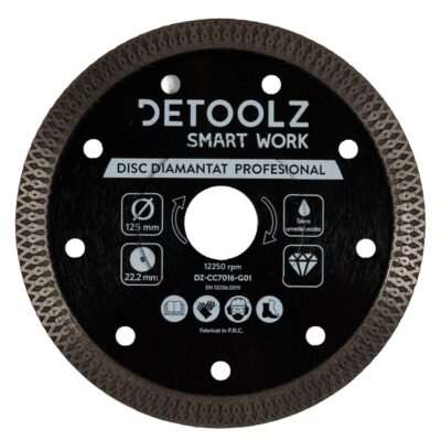 Disc diamantat turbo Detoolz 125x22.2mm, taiere umeda/uscata