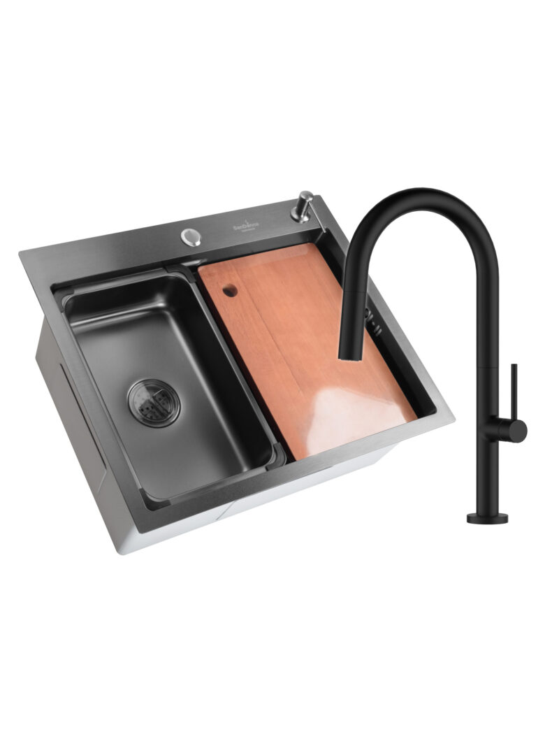SET Chiuveta SanDonna HD6050 din inox handmade cu dozator de sapun