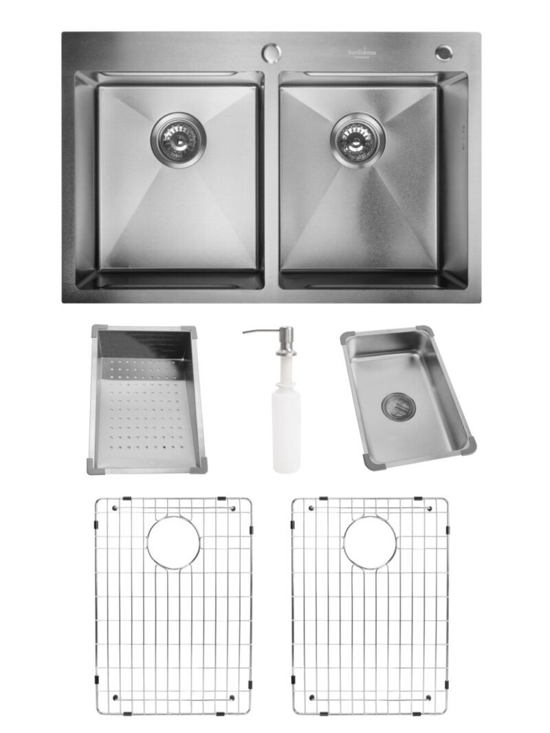 SET Chiuveta din inox SanDonna HD7850DR cu 2 cuve