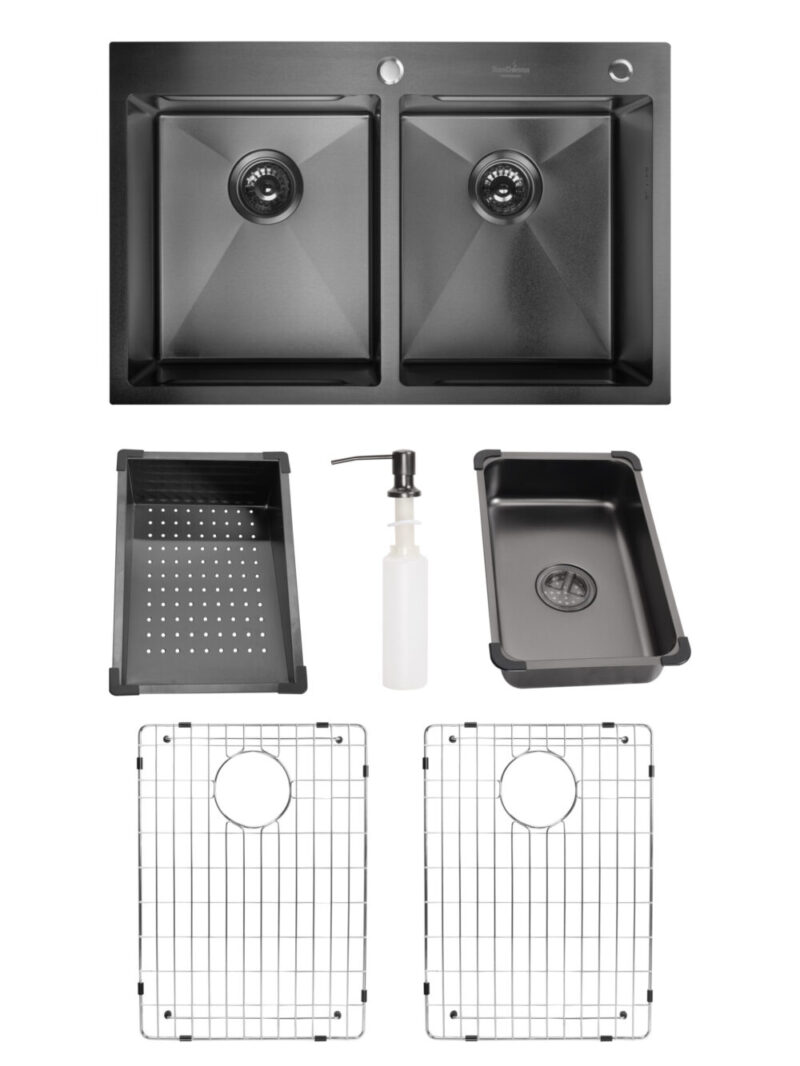 SET Chiuveta din inox SanDonna HD7850DR cu 2 cuve