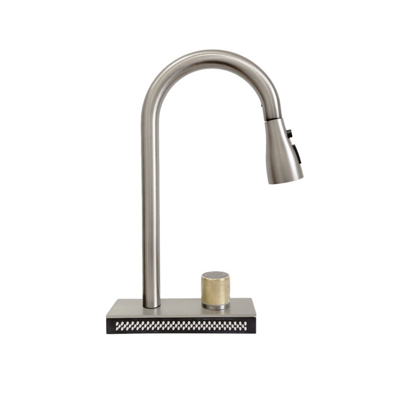 Baterie de bucatarie SanDonna Aster cu cascada si 3 moduri de curgere - Inox Baterie de bucatarie SanDonna Aster cu cascada si 3 moduri de curgere - Inox