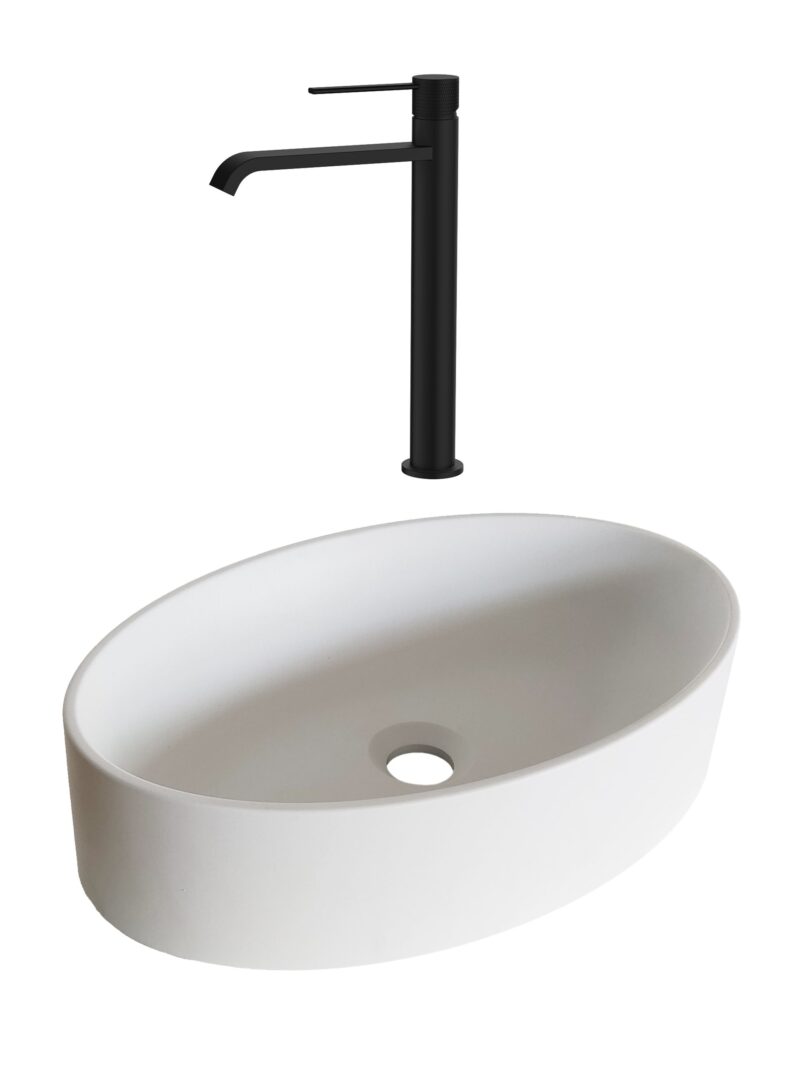 SET Lavoar de baie din granit compozit Arondi + Baterie Dorota negru - Alb SET Lavoar de baie din granit compozit Arondi + Baterie Dorota negru - Alb