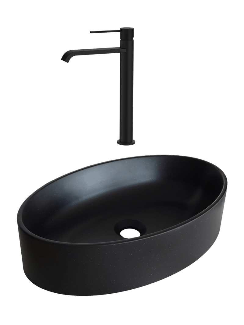 SET Lavoar de baie din granit compozit Arondi + Baterie Dorota negru - Negru SET Lavoar de baie din granit compozit Arondi + Baterie Dorota negru - Negru