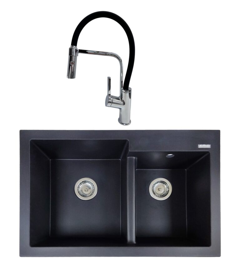SET Chiuveta SanDonna EDYTA negru + Baterie SanDonna ANDRA negru - Negru - Argintiu SET Chiuveta SanDonna EDYTA negru + Baterie SanDonna ANDRA negru - Negru - Argintiu