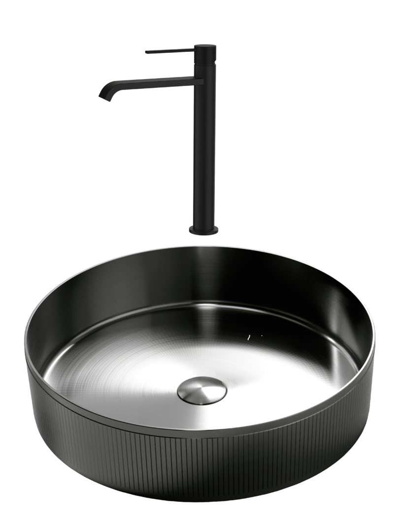 SET Lavoar de baie inox HD400 + Baterie Dorota negru - Negru SET Lavoar de baie inox HD400 + Baterie Dorota negru - Negru