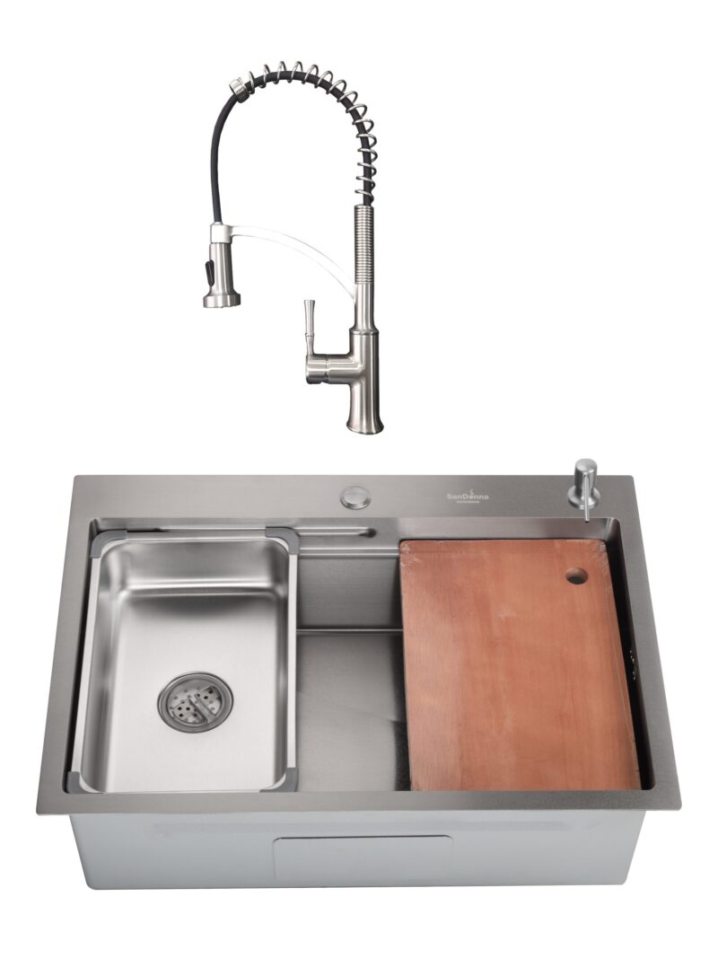 SET Chiuveta SanDonna HD7050 auriu din inox handmade cu dozator de sapun SET Chiuveta SanDonna HD7050 auriu din inox handmade cu dozator de sapun