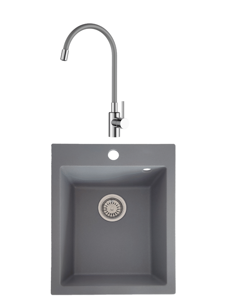 SET Chiuveta din granit compozit SanDonna VESTA + Baterie flexibila SanDonna LOLA - Gri SET Chiuveta din granit compozit SanDonna VESTA + Baterie flexibila SanDonna LOLA - Gri