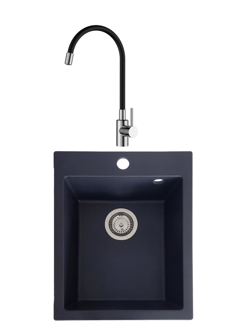 SET Chiuveta din granit compozit SanDonna VESTA + Baterie flexibila SanDonna LOLA - Negru - Argintiu SET Chiuveta din granit compozit SanDonna VESTA + Baterie flexibila SanDonna LOLA - Negru - Argintiu