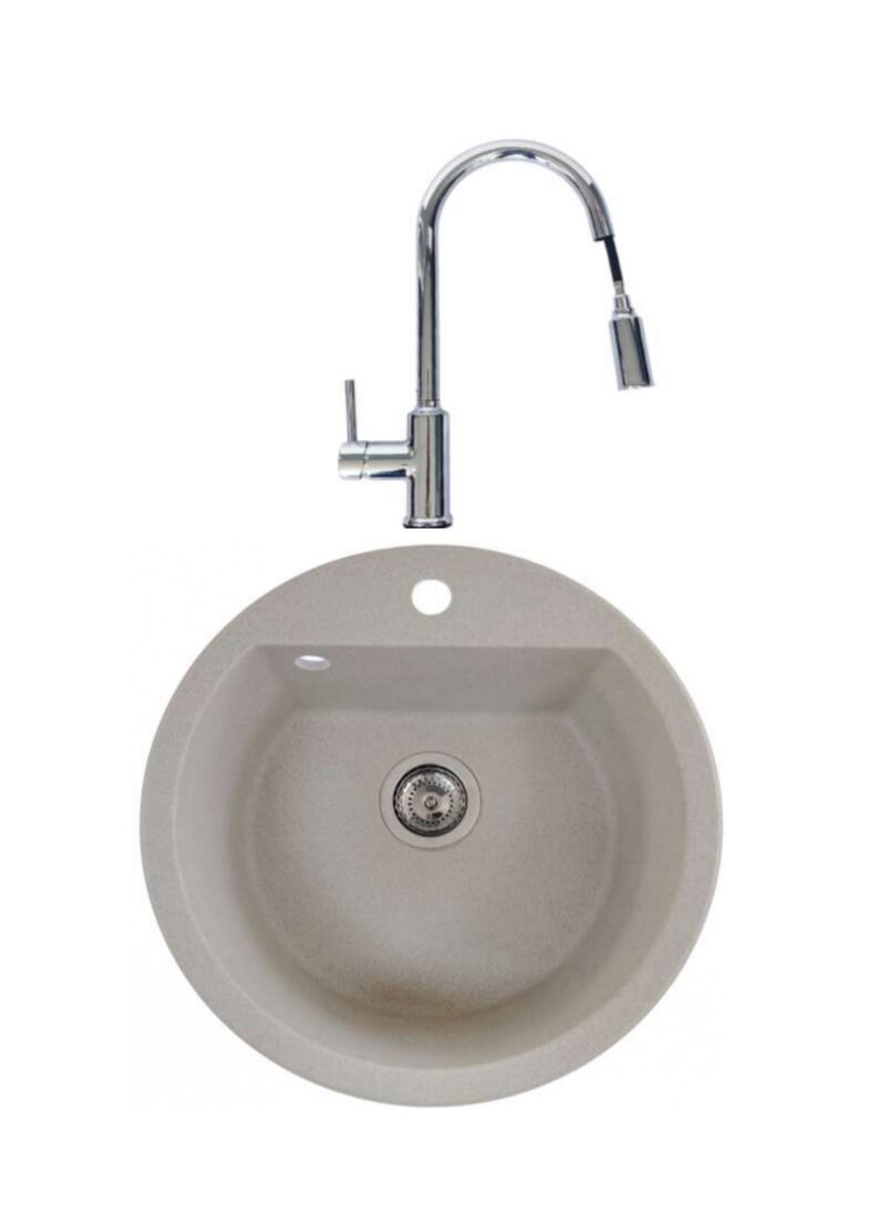 SET Chiuveta din granit compozit SanDonna LENA + Baterie SanDonna CAMI cu dus extractabil - Bej SET Chiuveta din granit compozit SanDonna LENA + Baterie SanDonna CAMI cu dus extractabil - Bej