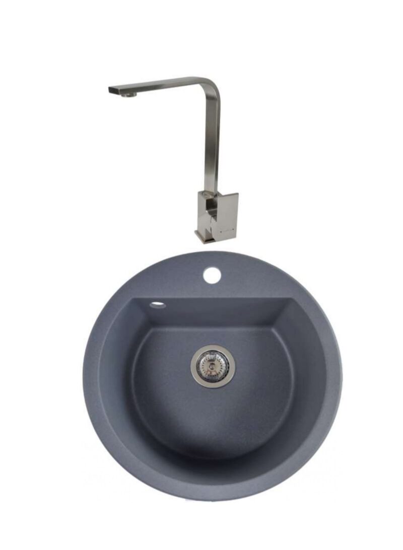 SET Chiuveta din granit compozit SanDonna LENA + Baterie SanDonna NERA pivotanta - Gri SET Chiuveta din granit compozit SanDonna LENA + Baterie SanDonna NERA pivotanta - Gri