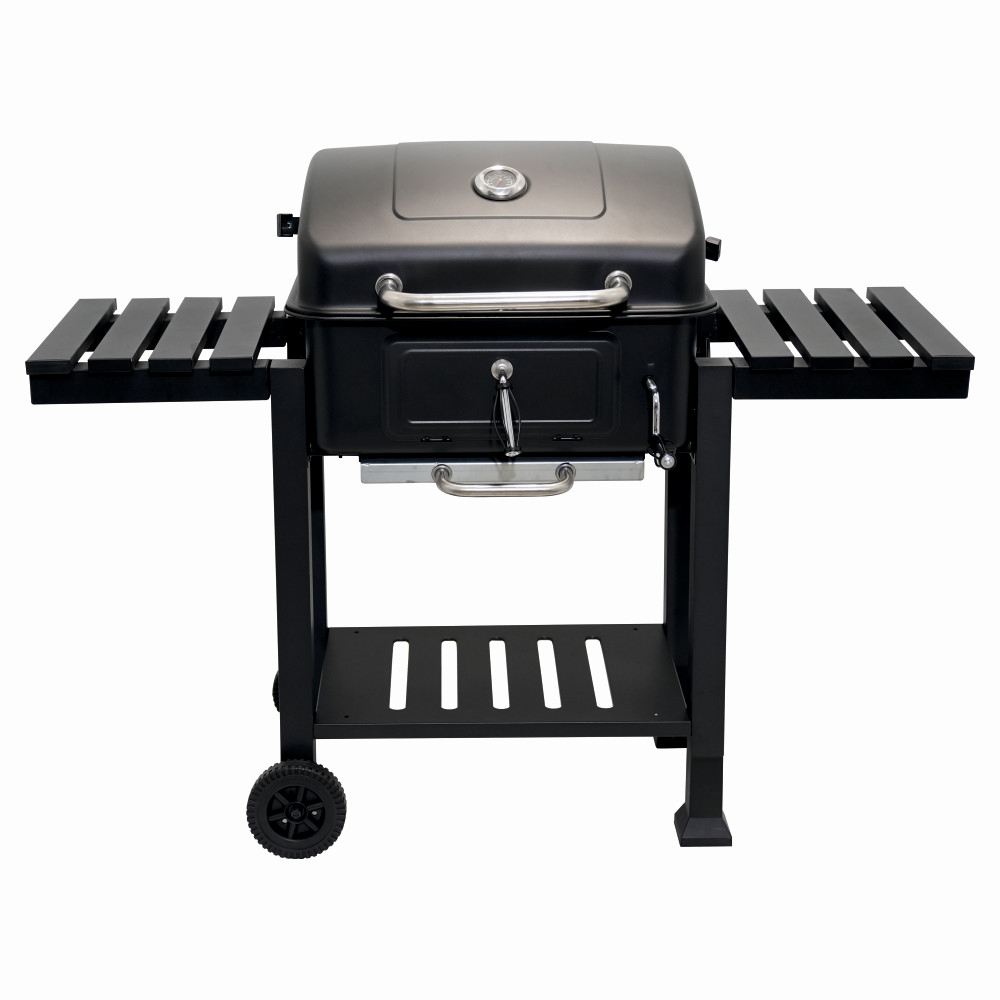 Gratar pe carbuni KLUGMEISTER FT01-017, material otel (husa inclusa), cu tava pentru cenusa, capac si roti de deplasare, suprafata gatire 54×43 cm – In lucru Gratar pe carbuni KLUGMEISTER FT01-017, material otel (husa inclusa), cu tava pentru cenusa, capac si roti de deplasare, suprafata gatire 54x43 cm - In lucru