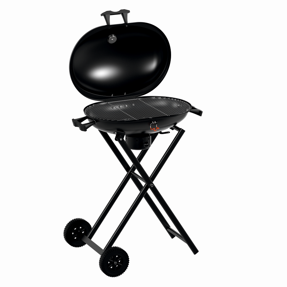 Gratar pe carbuni KLUGMEISTER KY30018, material otel, cu roti deplasare, pliabil, gura golire cenusa, suprafata gatire 54×37 cm – In lucru Gratar pe carbuni KLUGMEISTER KY30018, material otel, cu roti deplasare, pliabil, gura golire cenusa, suprafata gatire 54x37 cm - In lucru