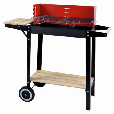 Gratar pe carbuni KLUGMEISTER YH28020D, material otel, cu roti deplasare, raft inferior, gratar detasabil, suprafata gatire 50x24 cm - SimpleTools