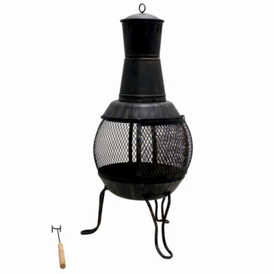 Semineu pentru terasa KLUGMEISTER KY1822M, material otel, capac superior, gratar interior, dimensiuni 43x43x91 cm - SimpleTools