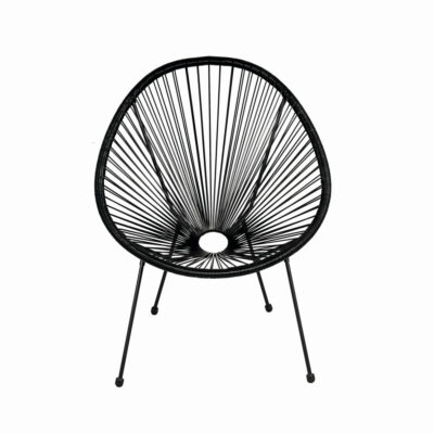 Scaun terasa MESTERINO JFC038 72x74x86 cm, structura din otel, sezut din ratan, culoare neagra