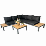 Set mobilier terasa/gradina premium din aluminiu si polywood KLUGMEISTER KJF4313, 4 piese (perne incluse), culoare gri - In lucru