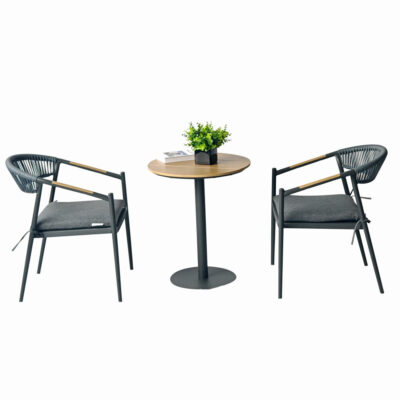 Set mobilier tarasa/gradina KLUGMEISTER KJF11196, doua scaune + masa, cu perne incluse, culoare gri - In lucru