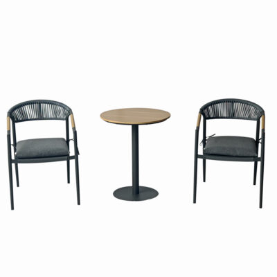 Set mobilier tarasa/gradina KLUGMEISTER KJF11196, doua scaune + masa, cu perne incluse, culoare gri - In lucru