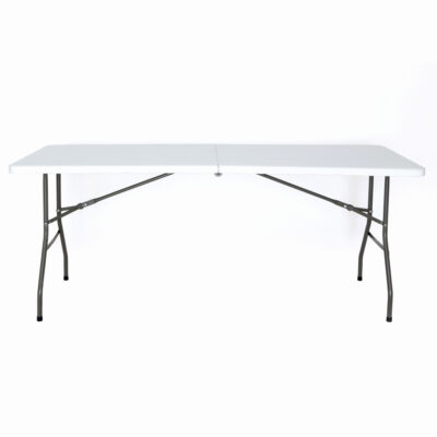 Masa pliabila 4 persoane din otel si HDPE MESTERINO KJC2061, 180x70x74 cm, culoare alba