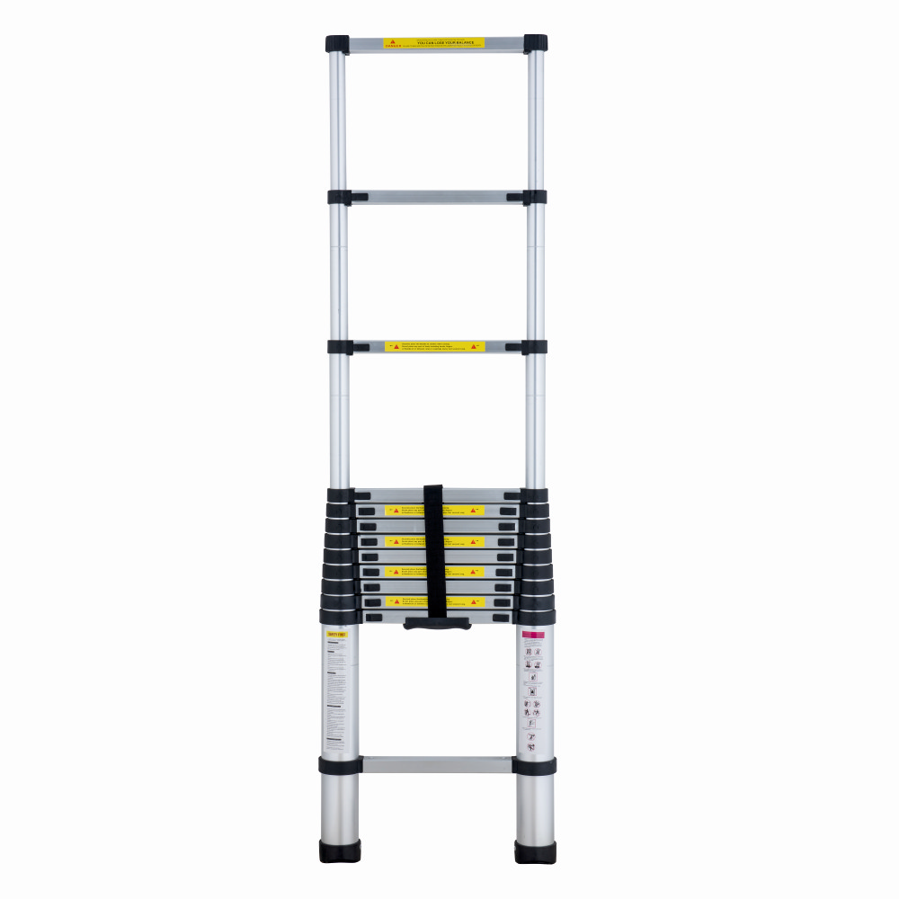 Scara telescopica din aluminiu MESTERINO TOOLS JL-101-3.8, 13 trepte, 3.8 metri, greutate maxima 150 kg – In lucru Scara telescopica din aluminiu MESTERINO TOOLS JL-101-3.8, 13 trepte, 3.8 metri, greutate maxima 150 kg - In lucru