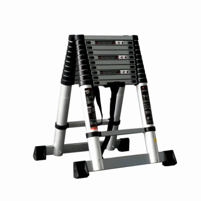 Scara telescopica din aluminiu dubla MESTERINO TOOLS JL-101-2X3.2, 3.2+3.2 metri, 2x11 trepte, greutate maxima 150 kg - In lucru