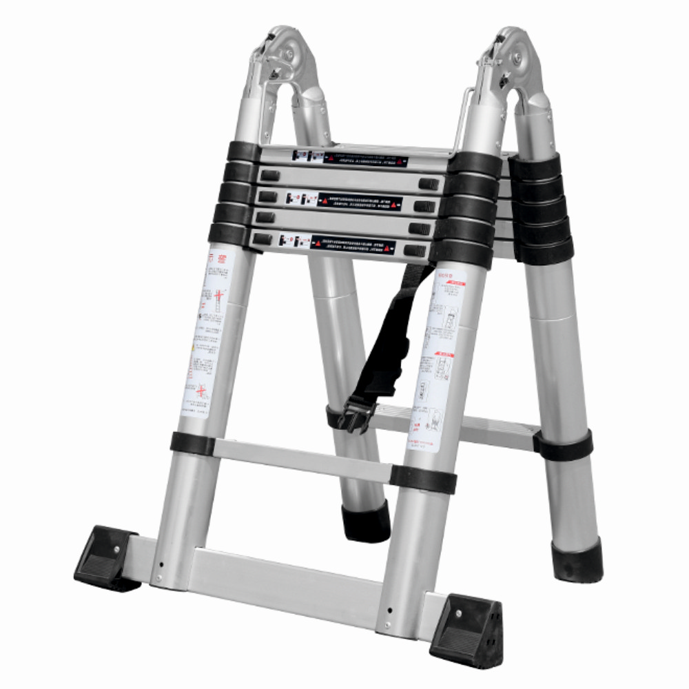 Scara telescopica din aluminiu cu balama MESTERINO TOOLS JL-102-2X1.9, 1.9+1.9 metri, 2×6 trepte, greutate maxima 150 kg – In lucru Scara telescopica din aluminiu cu balama MESTERINO TOOLS JL-102-2X1.9, 1.9+1.9 metri, 2x6 trepte, greutate maxima 150 kg - In lucru