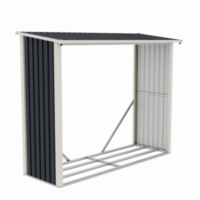 Magazie de lemne, pentru depozitare ideala, din metal zincat vopsit MESTERINO WA-B, Gri/Bej, dimensiuni 242x89x190 cm