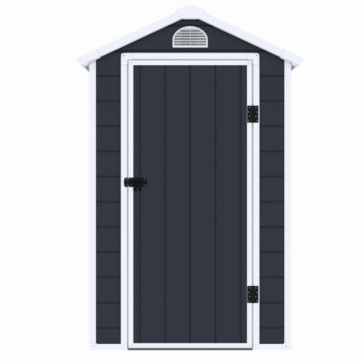 Casuta / magazie de gradina premium, panel plastic si ranforsare metal, MESTERINO AVE-B, Gri, dimensiuni 134x192x204 cm, usa cu balama, baza metalica