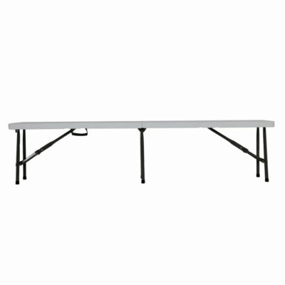 Set masa pliabila 4 persoane din otel cu HDPE 180x70x74 cm + doua banci pliabile din otel si HDPE 183x28x43cm, MESTERINO FURNITURE KJC2061-SET, culoare alba (copiază) - Mobilier de gradina